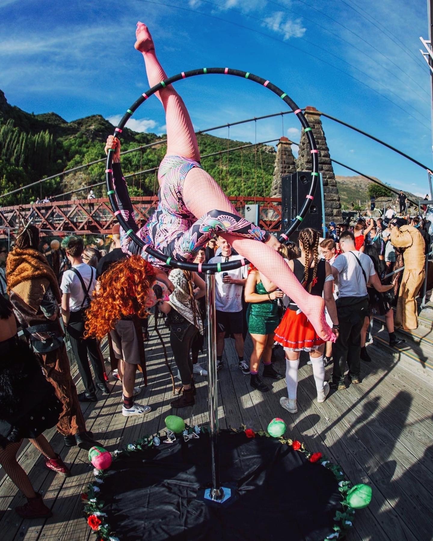 hoop performance in a garden